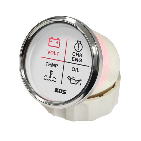 KUS 4 LED إنذار مقياس فولت درجة حرارة الماء ضغط الزيت CHK ENG 2 بوصة (52 مم) 9-32 فولت مع إضاءة خلفية (أبيض) in Kuwait