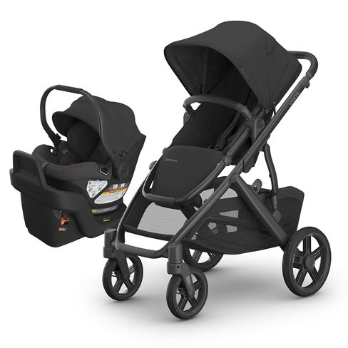 UPPAbaby Travel System - Vista V3 Stroller + Aria Lightweight Car Seat Combo - Toddler Seat, Rain Shield, Bug Shield, Car Seat, Base with Load Leg + Infant Insert Included – Greyson (Charcoal Mélange) in Kuwait