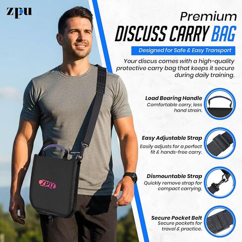 ZPU 1kg Nylon Discus with Black Carry Bag, Sports Practice & Competition Discus for Track and Field, Outdoor Practice Throwing Discuses for Men Women in Saudi Arabia