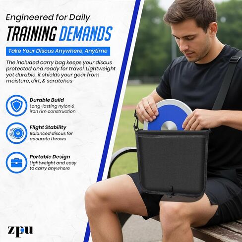 ZPU 1kg Nylon Discus with Black Carry Bag, Sports Practice & Competition Discus for Track and Field, Outdoor Practice Throwing Discuses for Men Women in Saudi Arabia
