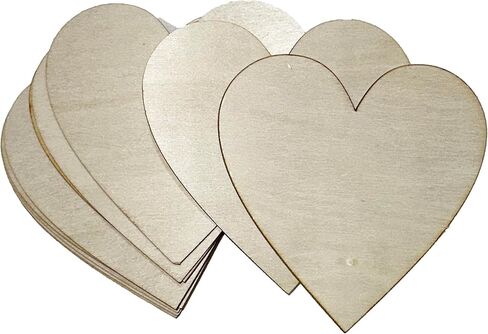 Unfinished Wood Heart Cutouts, 4 Inch, Natural, 10 Pieces in Saudi Arabia