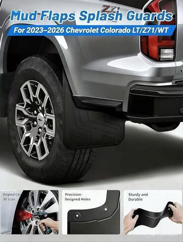 No Drill Mud Flaps Fit for 2023-2026 Chevrolet Colorado Z71 WT LT, Heavy Duty Front & Rear Splash Guards OEM Style Black Mud Guards Compatible with Chevy Colorado Accessories (Not Fit for GMC Canyon) in Saudi Arabia