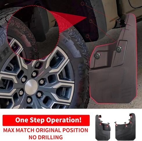 No Drill Mud Flaps Fit for 2023-2026 Chevrolet Colorado Z71 WT LT, Heavy Duty Front & Rear Splash Guards OEM Style Black Mud Guards Compatible with Chevy Colorado Accessories (Not Fit for GMC Canyon) in Saudi Arabia