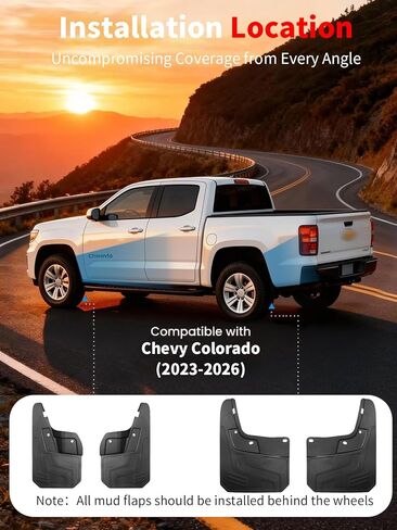 No Drill Mud Flaps Fit for 2023-2026 Chevrolet Colorado Z71 WT LT, Heavy Duty Front & Rear Splash Guards OEM Style Black Mud Guards Compatible with Chevy Colorado Accessories (Not Fit for GMC Canyon) in Saudi Arabia