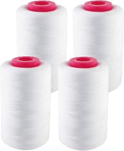 4 PACK of 6000 (24,000 total) Yard Spools White Sewing Thread All Purpose 100% Spun Polyester Overlock Cone in Saudi Arabia