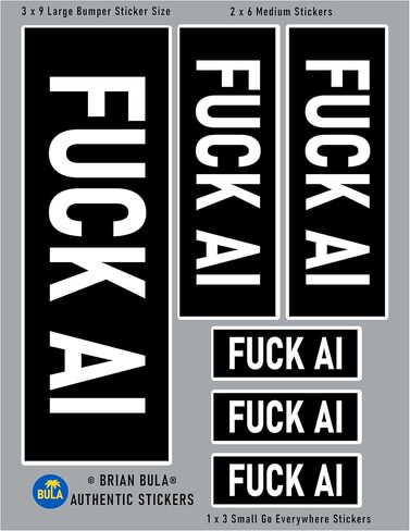 صفقات ورقة ملصقات Fuck AI، اختر ملصقات مكافحة الذكاء الاصطناعي الكبيرة والصغيرة (9 ملصقات) in Kuwait