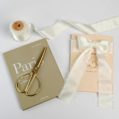Silk Satin Ribbon 1-1/2 Inch x 30 Yards Ivory- Handmade Frayed Ribbons for Gift Wrapping Wedding Party Invitations Bridal Bouquets Baby Showers Holiday Decor in Saudi Arabia
