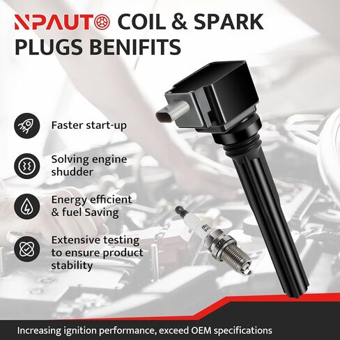 حزمة ملف الإشعال NPAUTO وقابس الإشعال مناسب لـ 3.5L V6 Turbo 2017 2018 2019 2020 2021 Ford F-150 F150 Expedition GT، Lincoln Navigator، UF826 in Kuwait