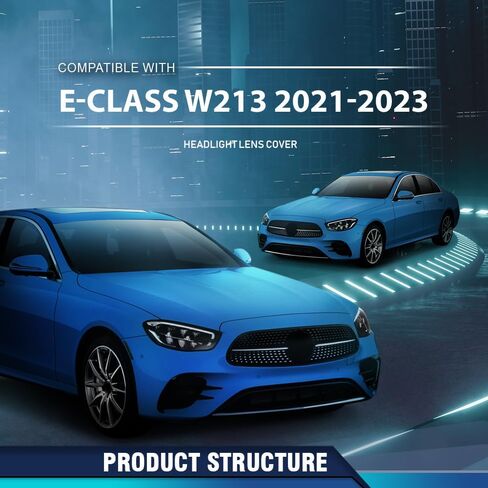غطاء عدسة المصباح الأمامي PIT66 زوج يسار ويمين متوافق مع Benz W213 E-Class E200 E350 E350e E450 2021 2022 2023 غطاء عدسة المصباح الأمامي شفاف in Kuwait