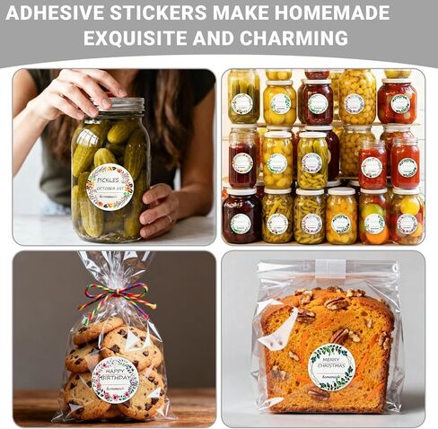 Jam and Jelly Jar White Canning Labels for Mason Jars, 2" Round 500pcs/roll 6 Floral Wreath Design with Lines for Writing Homemade Labels,Small Pantry Labels,All-Purpose Adhesive Sticker and More Tag in Kuwait