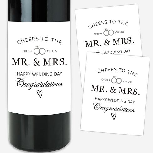 8 Pcs Mr and Mrs Gifts Wine Bottle Labels, Wedding Engagement Gifts for Couples Newlyweds, Bridal Shower Bride to Be Gifts, Wine Labels Stickers for Christmas Wedding Party, 4x5 Inch-A65 in Saudi Arabia