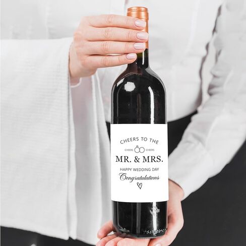 8 Pcs Mr and Mrs Gifts Wine Bottle Labels, Wedding Engagement Gifts for Couples Newlyweds, Bridal Shower Bride to Be Gifts, Wine Labels Stickers for Christmas Wedding Party, 4x5 Inch-A65 in Saudi Arabia