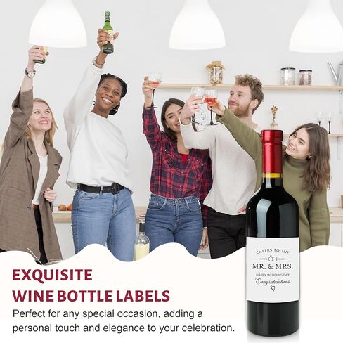 8 Pcs Mr and Mrs Gifts Wine Bottle Labels, Wedding Engagement Gifts for Couples Newlyweds, Bridal Shower Bride to Be Gifts, Wine Labels Stickers for Christmas Wedding Party, 4x5 Inch-A65 in Saudi Arabia