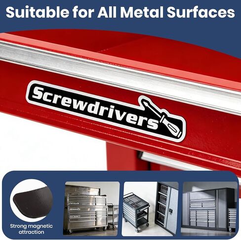 Magnetic Toolbox Labels, 15 Pack Reusable Magnet Name Tags with Storage Case, Ideal for Garage & Workshop Organization, Fits Cabinets, Drawers, Mechanic Carts, Easy to Remove and Reposition in Saudi Arabia