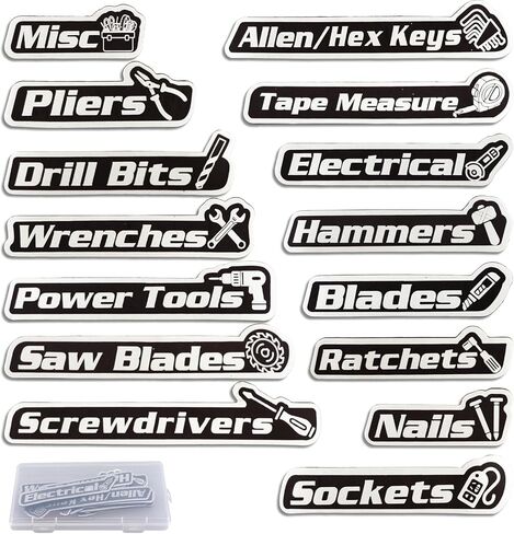 Magnetic Toolbox Labels, 15 Pack Reusable Magnet Name Tags with Storage Case, Ideal for Garage & Workshop Organization, Fits Cabinets, Drawers, Mechanic Carts, Easy to Remove and Reposition in Saudi Arabia