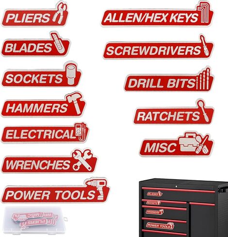 Magnetic Toolbox Labels, 15 Pack Reusable Magnet Name Tags with Storage Case, Ideal for Garage & Workshop Organization, Fits Cabinets, Drawers, Mechanic Carts, Easy to Remove and Reposition in Saudi Arabia