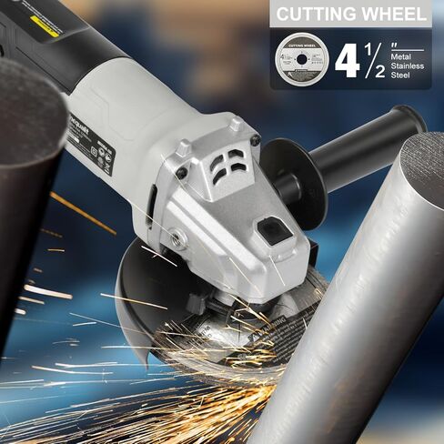 Angle Grinder, 4.0-Amp 4-1/2 Inch Corded Angle Grinder, 12000RPM with Grinding and Cutting Wheels, Flap Disc and Auxiliary Handle for Cutting, Grinding, Polishing and Rust Removal in Saudi Arabia