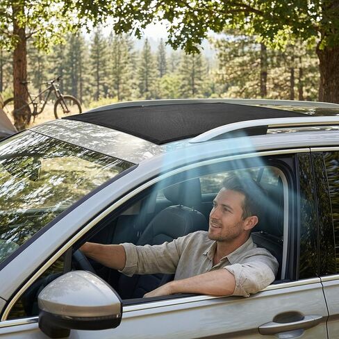 Magnetic car sunroof Sunshade net Breathable Ventilation Mosquito Proof mesh, Camping roof Cover Quick Installation, sunroof Side Window UV Protection (49.4"×25.6") in Saudi Arabia