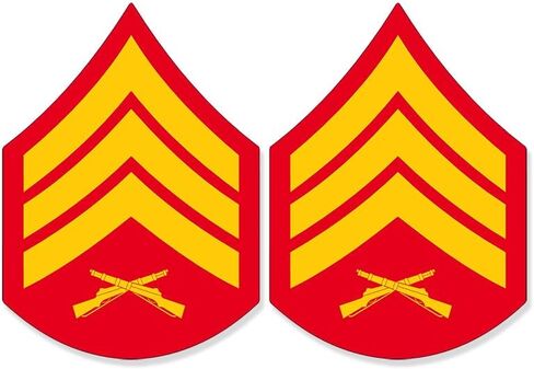 ملصق من الفينيل على شكل خطوط رتبة رقيب USMC مكون من قطعتين (ملصقات من الفينيل تحمل شعار مشاة البحرية SSI (طول كل منها 2.5 بوصة) مرخصة من مشاة البحرية الأمريكية in Kuwait