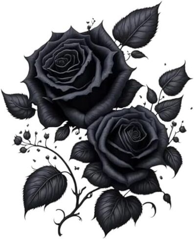 2pcs Gothic Black Rose Flower Car Decal 4.33"x5.51", Waterproof, Aesthetic, Suitable for Car, Laptop, Wall, Window, Travel Extra Durable Vinyl |#DS10 in Saudi Arabia