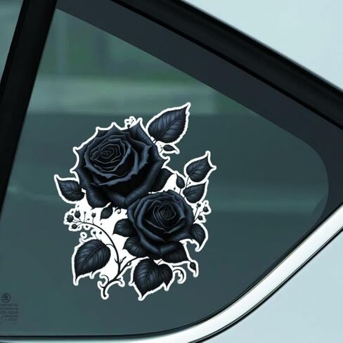 2pcs Gothic Black Rose Flower Car Decal 4.33"x5.51", Waterproof, Aesthetic, Suitable for Car, Laptop, Wall, Window, Travel Extra Durable Vinyl |#DS10 in Saudi Arabia