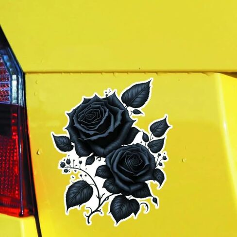 2pcs Gothic Black Rose Flower Car Decal 4.33"x5.51", Waterproof, Aesthetic, Suitable for Car, Laptop, Wall, Window, Travel Extra Durable Vinyl |#DS10 in Saudi Arabia