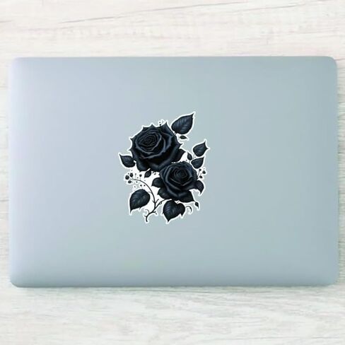 2pcs Gothic Black Rose Flower Car Decal 4.33"x5.51", Waterproof, Aesthetic, Suitable for Car, Laptop, Wall, Window, Travel Extra Durable Vinyl |#DS10 in Saudi Arabia