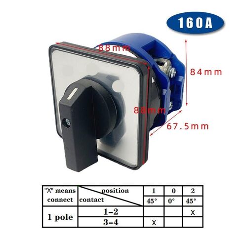 LW26-160/1 Rotary Cam Switch 1 Pole 4 Terminals Dual Power Control Multi Position 160A 690V(1-0-2) in Saudi Arabia