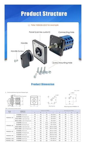 LW26-160/1 Rotary Cam Switch 1 Pole 4 Terminals Dual Power Control Multi Position 160A 690V(1-0-2) in Saudi Arabia