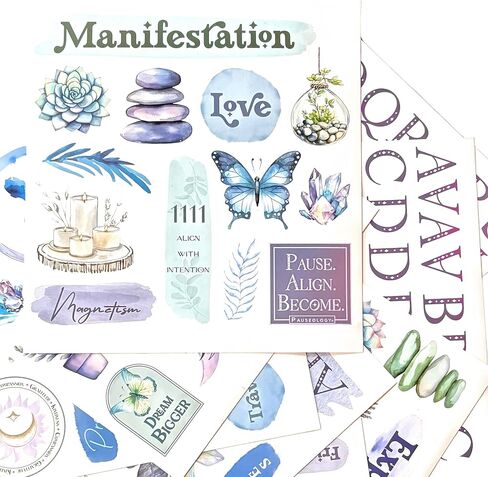 Vision Board Stickers for Manifestation - 175+ Vinyl Watercolor Decals for Manifestation to Personalize Journals, Planners, Water Bottles, and Laptops. in Saudi Arabia