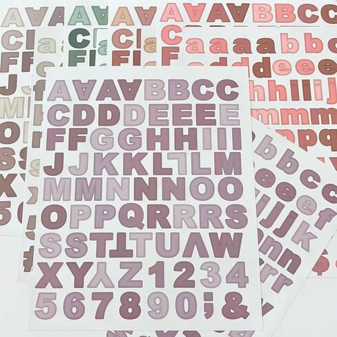 Mineral Tone Block Letter Sticker Collection - 775+ PCS Vinyl Alphabet Decals in Earthy Purples, Pinks, Greens, Greys, Browns with Uppercase, Lowercase, Numbers, & Symbols for Crafts + Scrapbooking in Saudi Arabia