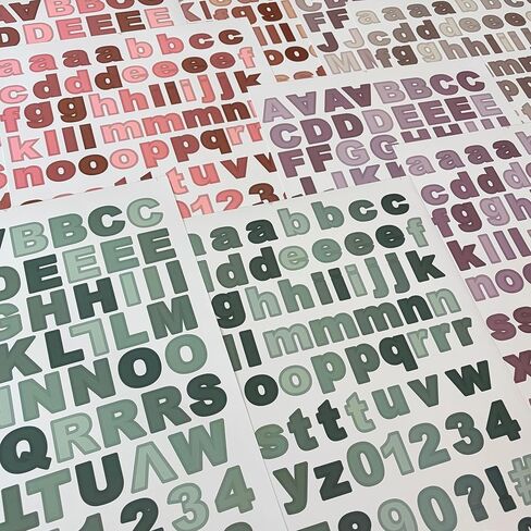 Mineral Tone Block Letter Sticker Collection - 775+ PCS Vinyl Alphabet Decals in Earthy Purples, Pinks, Greens, Greys, Browns with Uppercase, Lowercase, Numbers, & Symbols for Crafts + Scrapbooking in Saudi Arabia
