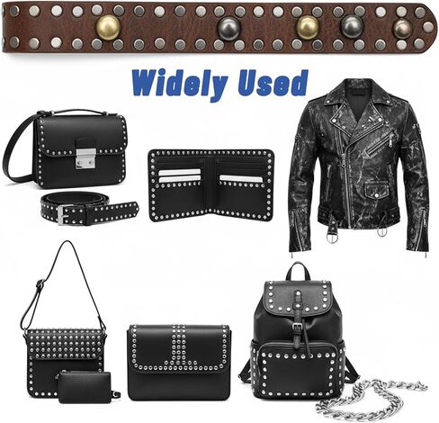 200Sets 6mm Round Cap Leather Rivets, Round Cap Tubular Metal Studs, Double Leather Crafting Rivets for Purse Keyrings Pet Collar Bag Repair and Decoration, Silver in Saudi Arabia
