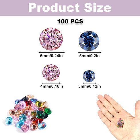 100PCS Mini Crystal Cubic Zirconia Stone, 4 Sizes Colorful Pointed Back Rhinestones, Cabochons Loose Beads for Jewelry Making Necklace Bracelet Earrings DIY Handmade Crafts Embellishment in Kuwait