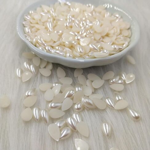 Lasenersm 100 خرز لؤلؤ ABS من الراتنج باللون البيج المسيل للدموع، 10 × 14 مم، لؤلؤ نصف دائري لصنع المجوهرات، الحرف اليدوية اليدوية in Kuwait