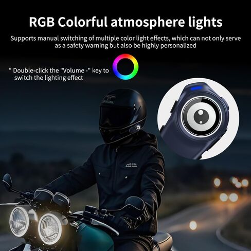 Motorcycle Helmet Bluetooth Headset, 30H 1000mAh Intercom, ENC+DSP Noise Cancel 40mm Speakers, 1000m 2-Person Comm System, IPX6 Waterproof Headphones, Music+Auto Ans For Tour(Soft Mic for Full-Face) in Saudi Arabia