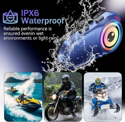 Motorcycle Helmet Bluetooth Headset, 30H 1000mAh Intercom, ENC+DSP Noise Cancel 40mm Speakers, 1000m 2-Person Comm System, IPX6 Waterproof Headphones, Music+Auto Ans For Tour(Soft Mic for Full-Face) in Saudi Arabia