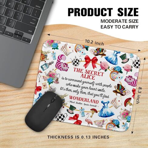 لوحة ماوس ذات حافة مخيطة ومربعة مضحكة ذات تصميم The Secret Wonderland مضادة للانزلاق، لأجهزة كمبيوتر الماوس اللاسلكية، هدية الصداقة، تحفيزية عتيقة، هدايا عمل للأخت Bestie Friend BBF in Kuwait