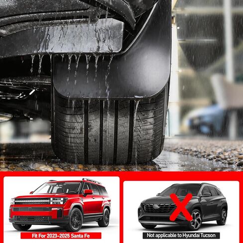 Mud Flaps for Hyundai Santa Fe 2023 2024 2025 2026,4PCS Upgraded Front Rear Splash Guards Compatible with Santa Fe MudGuards Exterior Accessories,All-Weather Mudflaps Fenders Protection No Drill in Saudi Arabia