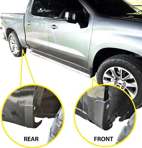 حذف رفرف الطين XUKEY لـ 2019-2025 Chevy Silverado Mudflaps حذف متوافق مع ملحقات شيفروليه سيلفرادو 1500 الأمامية والخلفية طقم استبدال Mudflap in Kuwait