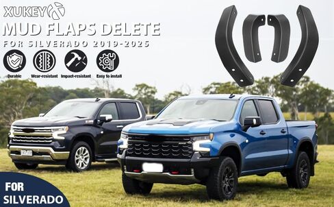 حذف رفرف الطين XUKEY لـ 2019-2025 Chevy Silverado Mudflaps حذف متوافق مع ملحقات شيفروليه سيلفرادو 1500 الأمامية والخلفية طقم استبدال Mudflap in Kuwait