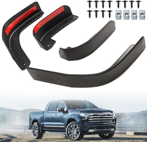 حذف رفرف الطين XUKEY لـ 2019-2025 Chevy Silverado Mudflaps حذف متوافق مع ملحقات شيفروليه سيلفرادو 1500 الأمامية والخلفية طقم استبدال Mudflap in Kuwait