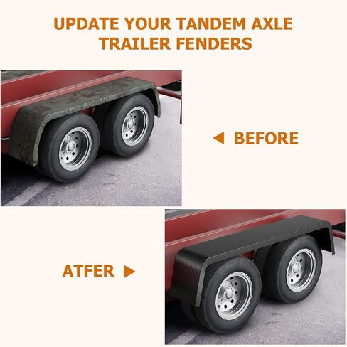 2-Pack Heavy Duty 14-Gauge Steel Tandem Axle Trailer Fenders, 72-7/8" x 10-1/4" x 13", Detachable Double Axle, Bolt-On/Weldable, Fits 13"-15" Tires for Car Hauler, Utility & Cargo Trailers in Saudi Arabia
