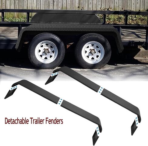 2-Pack Heavy Duty 14-Gauge Steel Tandem Axle Trailer Fenders, 72-7/8" x 10-1/4" x 13", Detachable Double Axle, Bolt-On/Weldable, Fits 13"-15" Tires for Car Hauler, Utility & Cargo Trailers in Saudi Arabia