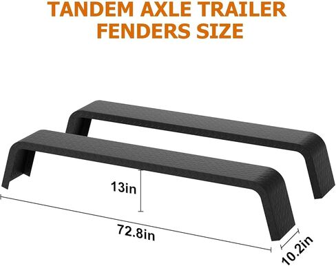 2-Pack Heavy Duty 14-Gauge Steel Tandem Axle Trailer Fenders, 72-7/8" x 10-1/4" x 13", Detachable Double Axle, Bolt-On/Weldable, Fits 13"-15" Tires for Car Hauler, Utility & Cargo Trailers in Saudi Arabia