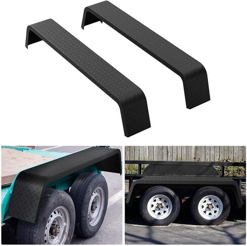 2-Pack Heavy Duty 14-Gauge Steel Tandem Axle Trailer Fenders, 72-7/8" x 10-1/4" x 13", Detachable Double Axle, Bolt-On/Weldable, Fits 13"-15" Tires for Car Hauler, Utility & Cargo Trailers in Saudi Arabia