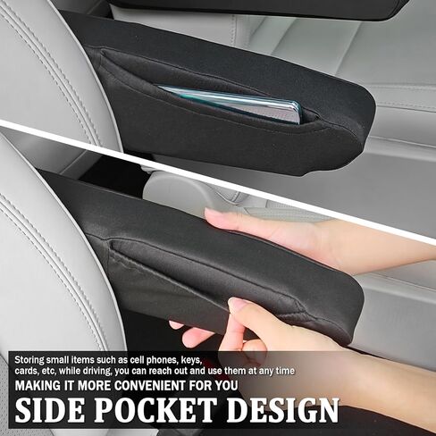2PCS Arm Rest Cover for Car with Side Pocket,Breathable Comfortable Armrest Cover for Car for Armrest Full Protection,Universal Cars Armrests Covers Cars Interior Accessories in Saudi Arabia