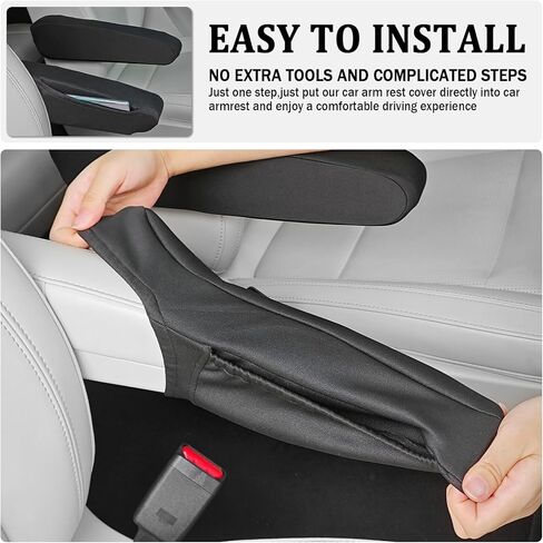2PCS Arm Rest Cover for Car with Side Pocket,Breathable Comfortable Armrest Cover for Car for Armrest Full Protection,Universal Cars Armrests Covers Cars Interior Accessories in Saudi Arabia
