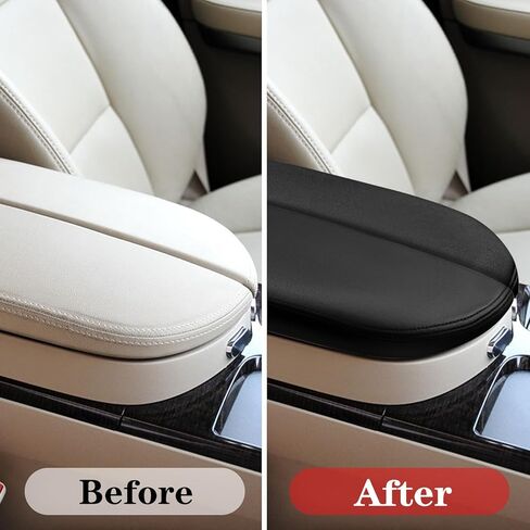 SUNJIKA Center Console Armrest Cover Replacement Compatible with Acura ​MDX 2th Gen 2007-2013, Leather Armrest Protector Accessories (Black,Leather Part Only) in Kuwait