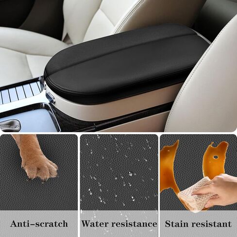 SUNJIKA Center Console Armrest Cover Replacement Compatible with Acura ​MDX 2th Gen 2007-2013, Leather Armrest Protector Accessories (Black,Leather Part Only) in Kuwait